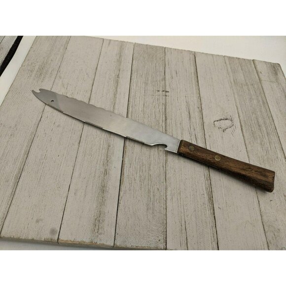Vegetable Utility All Purpose Carving Slicing Knife Serrated 2 Prongs Japan 12" - Picture 1 of 7